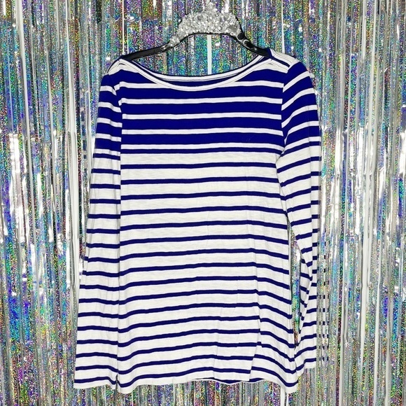 J Crew Artist T Blue White Stripe Boatneck Blouse XS - Picture 2 of 5